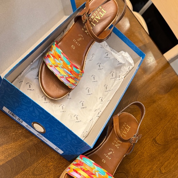 Italian Shoemakers Colorful Wedge Sandals Size 6.5 - Picture 5 of 5